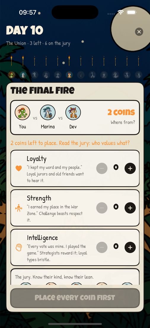 The final fire with the last three castaways.